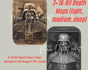 Darth Vader Zippo Lighter Depth Map Files | Laser Engraving, CNC (Digital Download)