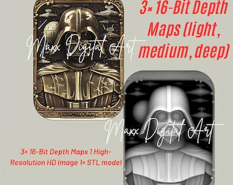 Darth Vader Depth Map Files | Zippo Lighter Laser Engraving (Digital Download)