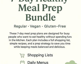 7-Day Meal Prep Bundle | Healthy Weekly Meal Plans | Regular , Vegan & Gluten-Free | Digital Download