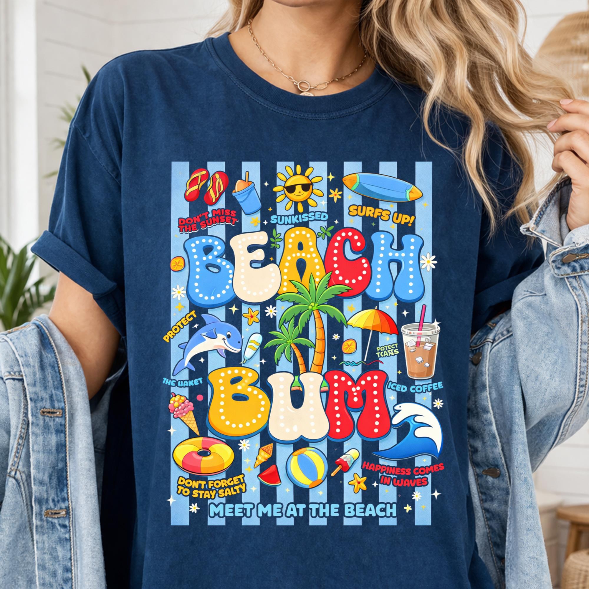 Beach Bum PNG, Cute Summer Vacation Typography Design, Colorful Coastal ...