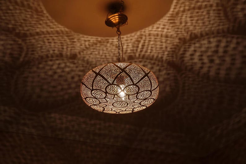 moroccan lamp, brass lamp shade, moroccan lighting, boho ceiling light, brass lantern, pierced lamp, moroccan decor, boho lighting, ceiling lamp, arabic lantern, handmade lamp, moroccan light, gold lamp shade