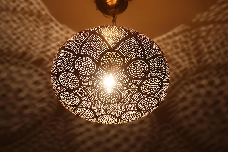 moroccan lamp, brass lamp shade, moroccan lighting, boho ceiling light, brass lantern, pierced lamp, moroccan decor, boho lighting, ceiling lamp, arabic lantern, handmade lamp, moroccan light, gold lamp shade