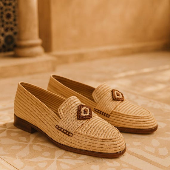 Handmade Men’s Raffia Moccasins – Moroccan Woven Loafers, Natural  Slip-On Shoes