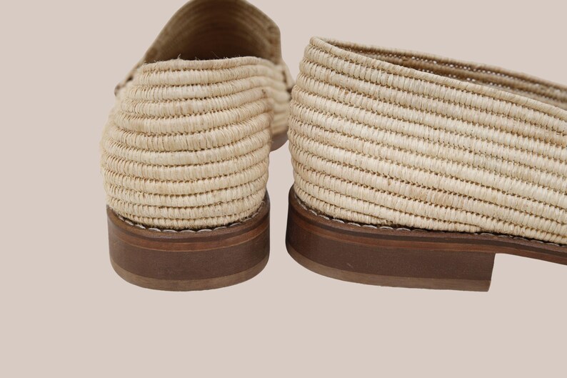 Handwoven raffia shoes for men, artisan Moroccan moccasins with classic slip-on loafer design