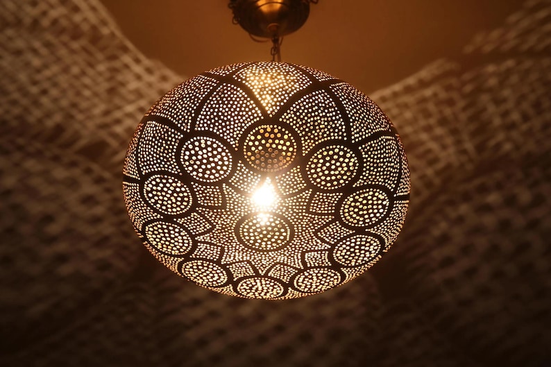 moroccan lamp, brass lamp shade, moroccan lighting, boho ceiling light, brass lantern, pierced lamp, moroccan decor, boho lighting, ceiling lamp, arabic lantern, handmade lamp, moroccan light, gold lamp shade