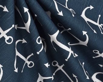Nautically Nice by robynhammonddesign Anchors Custom Curtain Panel by Spoonflower Nautical Stripe Curtain Panel
