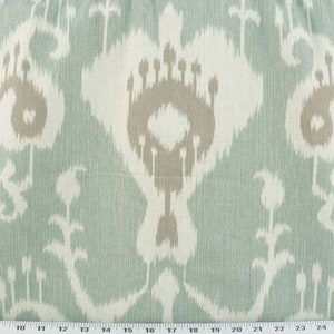 AQUA IKAT LINENS- Curtains- Designer Window Panels - Shower Curtain, Valance - Unlined, Curtains,  Pillow Covers, Aqua, creamy white