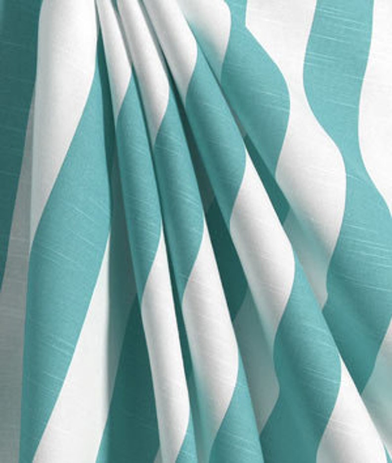 Striped Nautical Curtains Aqua Designer Window Panels Etsy