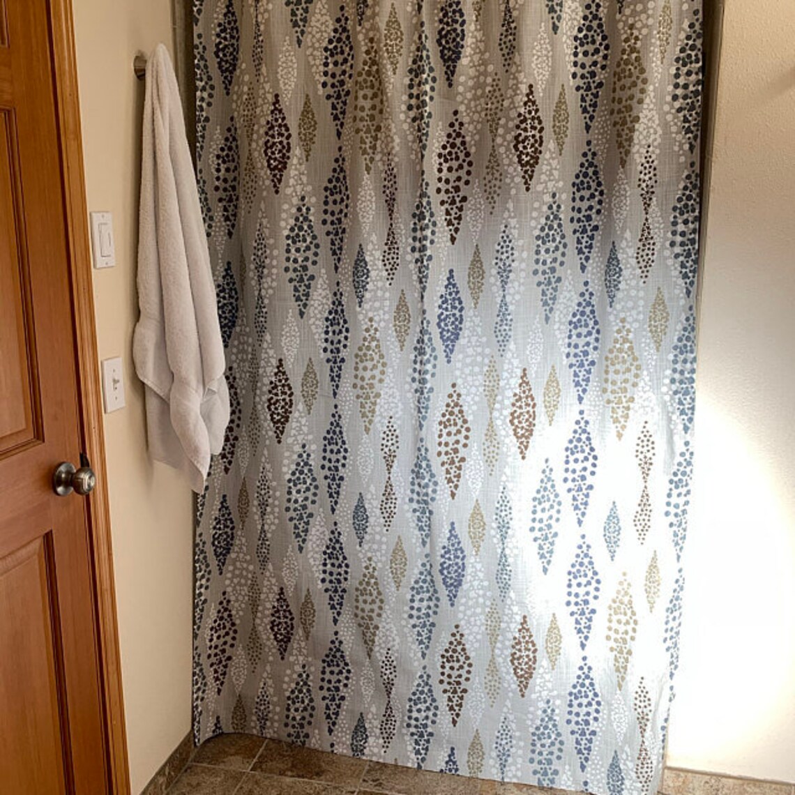 BLUE TAN BROWN Designer Window Panels Shower Curtains Etsy