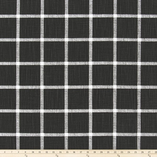 BLACK and WHITE Windowpane CurtainS, Window Panels, Pillow Cover, Shower Curtain, Valance, Unlined, black white check, farmhouse curtains