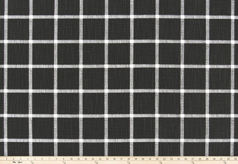 BLACK and WHITE Windowpane CurtainS, Window Panels, Pillow Cover, Shower Curtain, Valance, Unlined, black white check, farmhouse curtains image 1