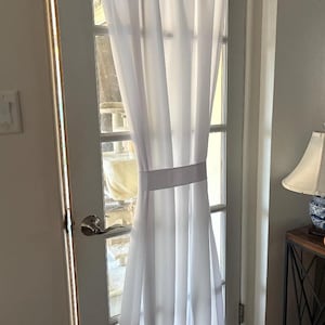 FRENCH DOOR Curtain -Semi-Privacy- 44" wide- choose length- NOT Sheer~Fits door windows 18-30"W, No Ruffle, Unlined, Per Panel, Free Tieback