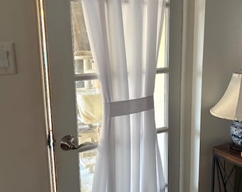 FRENCH DOOR Curtain -Semi-Privacy- 44" wide- choose length- NOT Sheer~Fits door windows 18-30"W, No Ruffle, Unlined, Per Panel, Free Tieback