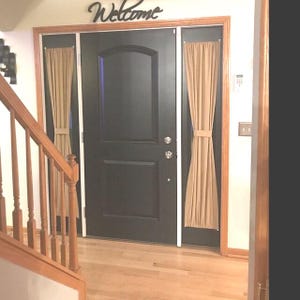 SIDELIGHT CURTAIN PANEL - Not Sheer, Semi-Private,  25&quot; Wide, Fits side windows 6-14&quot;W, Colors, Sold Per Panel, No Ruffle, Free Tieback Band