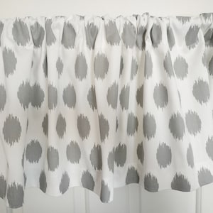 Gray and White Ikat Valance, 50&quot;W x 15&quot; L, Unlined in Beautiful jojo grey and white ikat print