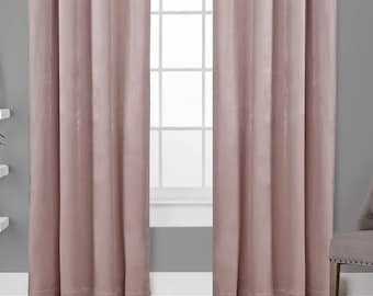BLUSH PINK VELVET Curtains- Designer Window Panels - Shower Curtain, Valance - Unlined, Curtains, Rod Pocket Top, Light pink