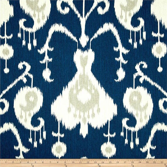 Navy Blue Ikat Curtains Designer Window Panels Shower Etsy