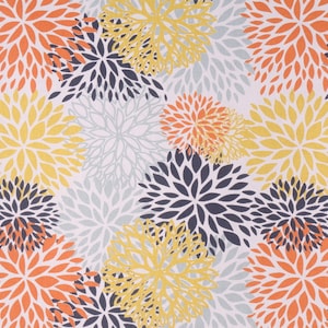 BLUE YELLOW MUMS CURTAINs, Designer Panels, Shower Curtains, Valances, Door Curtains, Unlined, pillow cover,  blue, yellow, orange, grey