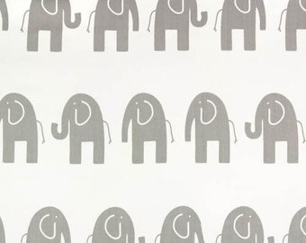 ELEPHANT CURTAINS, Grey on White, Designer Curtain Panels, Shower Curtain, Valance, Unlined, elephants