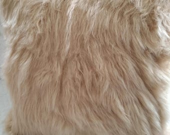 thumbnail image 2 of 16x16 Silver Handmade Mongolian Fur Pillow Cover – Ultra Soft Square Cushion Case 2 of 3