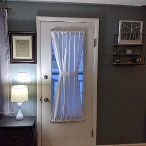 FRENCH DOOR Curtain -Sold Per Curtain ~Solid NOT Sheer~ 44&quot; wide, Fits door windows 18-30&quot;W, Single Panel, No Ruffle, Unlined,  Free Tieback