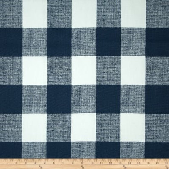 Navy Blue And White Plaid Curtains Designer Window Panels Etsy