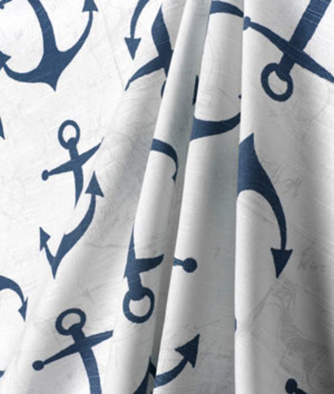 NAVY Blue ANCHOR CURTAINS Designer Window Panels Shower Curtain