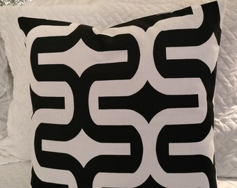 BLACK GEOMETRIC PILLOW COVErS-or Table Runner, Throw Pillow Case, Black and White,  16", 18" Sizes, Pillow insert sold separately