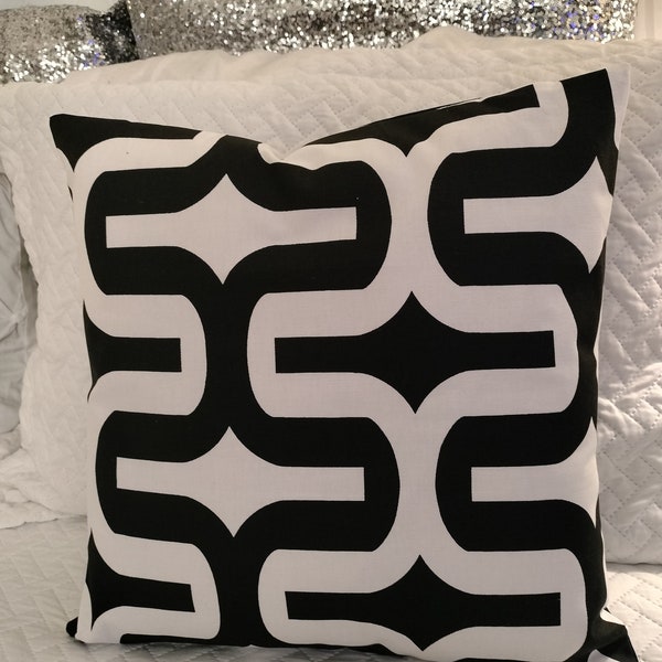 Black and White Geometric Pillow Etsy