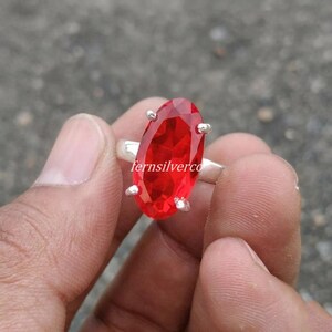 Garnet Ring 925 Sterling Silver Boho Statement Ring Big Oval Gemstone Jewelry Birthday Gift