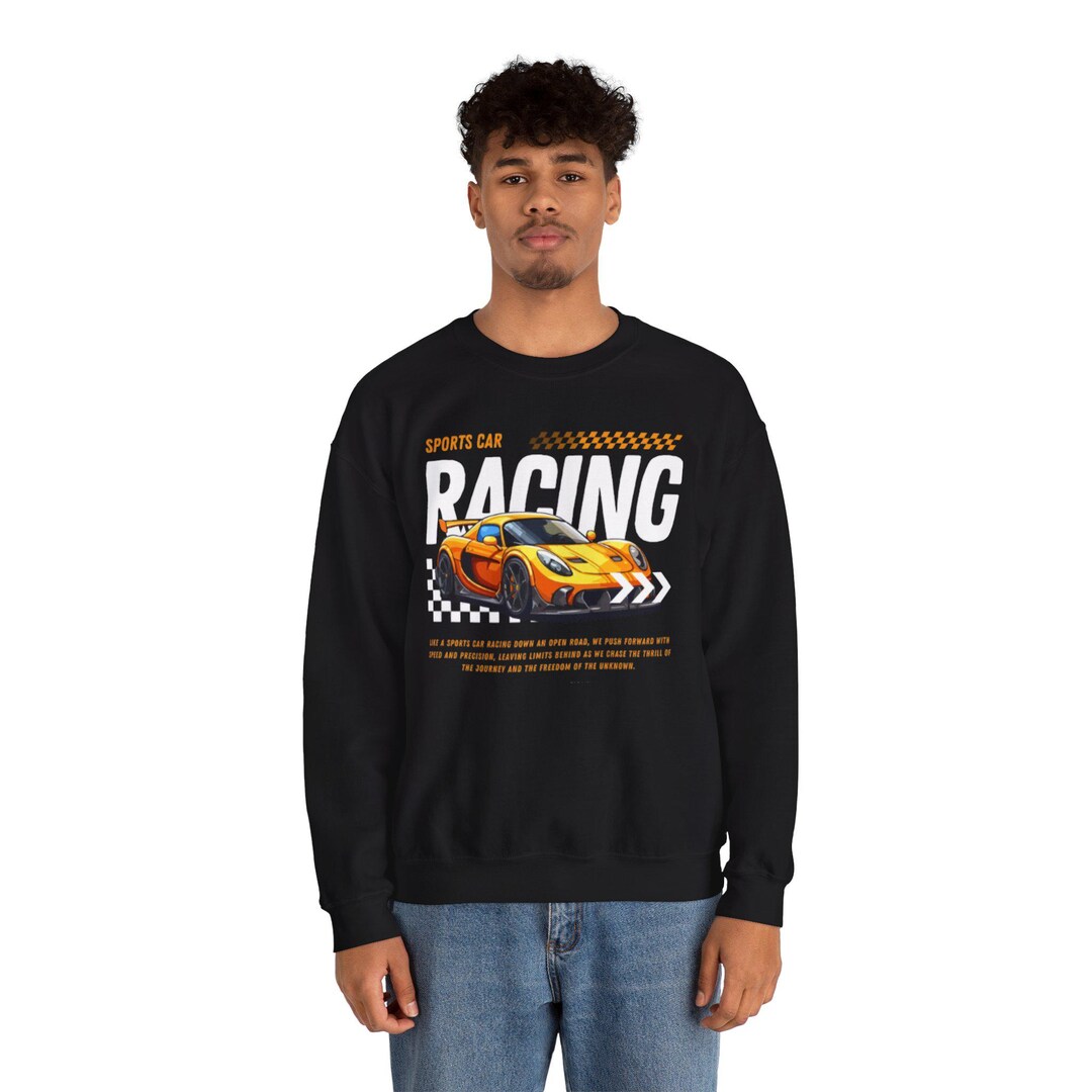 Sweatshirt Back Racing Graphics Sports Car Racing Crewneck Sweatshirt | Orange Race Car Graphic - Etsy