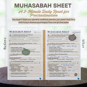 Fillable Anti Procrastination Planner | Islamic Muhasabah Toolkit, Daily Reset Tracker, Self Reflection PDF