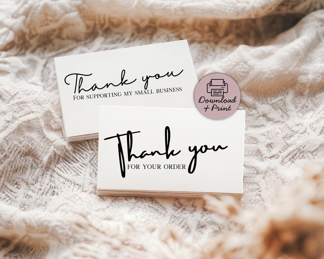 Printable Thank You Cards for Small Business | 3x2" Cards on A4 PDF ...