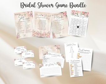 Blush Peony Bridal Shower Games Bundle | Pink Floral Bridal Games | Printable & Editable Canva Templates