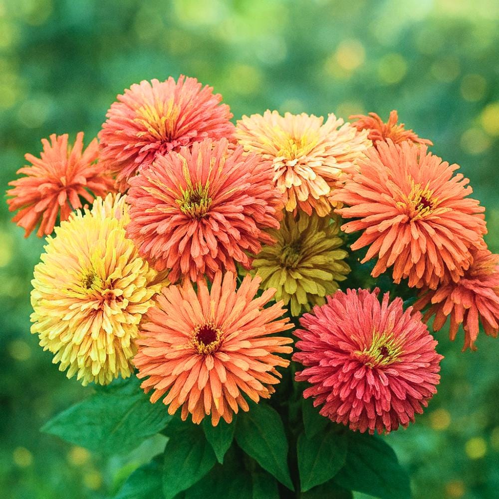 Agave Cactus Zinnia Seeds: Peach Apricot Double Blooms, Easy Cut