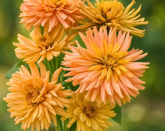 Agave Cactus Zinnia Seeds: Peach-Apricot Quilled Blooms