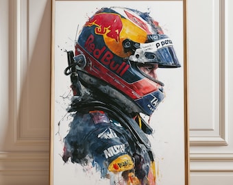 Max Verstappen Poster, Red Bull Print, Max Verstappen Wall Art, Gift for racing lover, Racing poster, Boys Room wall decor