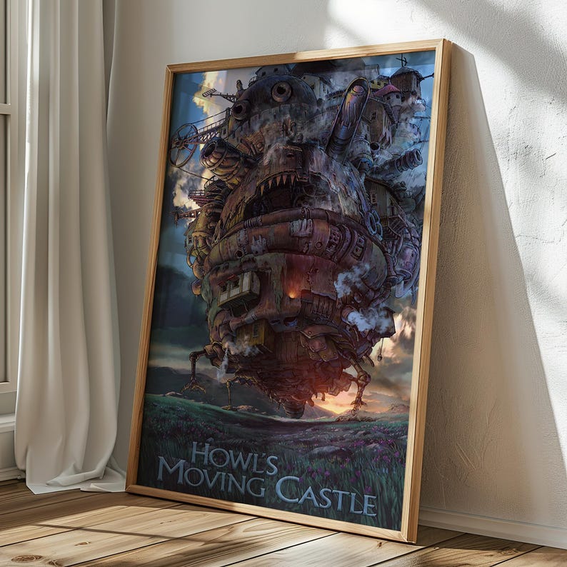 Howl's Moving Castle door Studio Ghibli filmposter, filmafdruk van hoge kwaliteit, filmafdruk Ghibli, Japanse poster voor esthetische muurdecoratie afbeelding 9