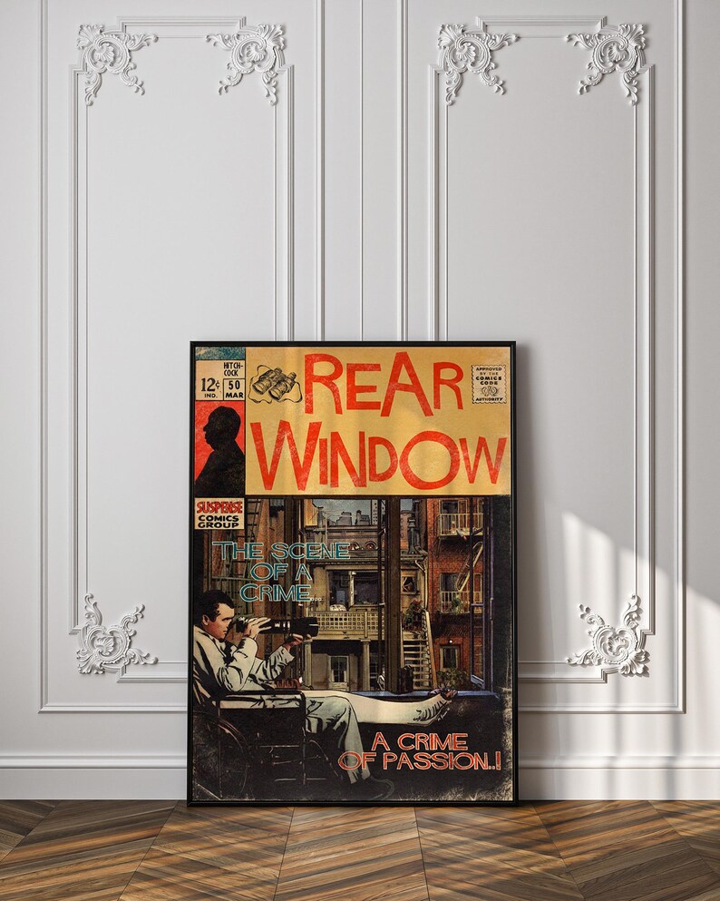 Rear Window Movie Poster, Retro Film Print, Unique Gift Idea Movie ...