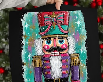 Preppy Christmas Nutcracker Png, Colorful Holiday Design (Digital Download)