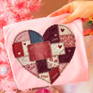 Retro Heart Patchwork Png, Wzór serca dla niej, Walentynki PNG, Szczęśliwych Walentynek Patchwork, RPS-Prints