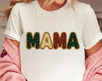 Piccolo ricamo leopardato Bling Mama PNG: fiocco civettuolo, strass, cristallo, mosaico, gioiello, lettere, scintilla, design DTF per tutte le adorabili mamme png