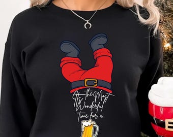 Funny Santa Beer Christmas PNG | Holiday Drinking Design (Digital Download)