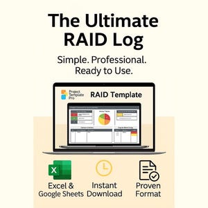 RAID Log Template | Risk & Issue Register | Project Management Excel + Google Sheets Tool