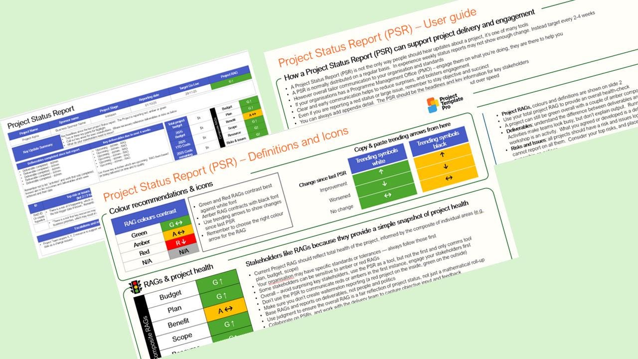 Project Status Report Template Powerpoint | PSR Slide Pack for Project ...