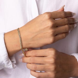 14K Solid Gold Curb Chain Bracelet – 5mm Thick Real Gold Jewelry, Bold Minimalist Bracelet for Women, Elegant Everyday Gift