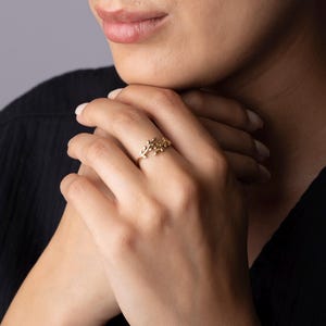 14K Solid Gold Branch Ring, Real Gold Nature Inspired Ring, Dainty Leaf Twig Ring, Minimalist Gold Jewelry Gift for Women