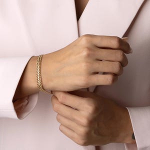 14K Solid Gold Cuban Chain Bracelet, Real Gold Unisex Bracelet, Thick Statement Jewelry, Timeless Handmade Gift for Everyday Style