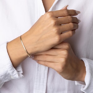 14K Solid Gold Box Chain Bracelet – Dainty Thin Real Gold Jewelry, Minimalist Elegant Bracelet for Women, Everyday Gift Idea