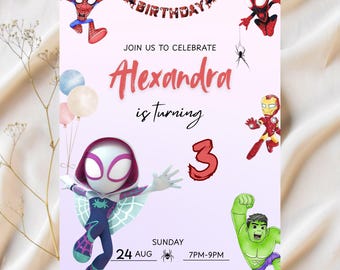 Spidey And His Amazing Friends Birthday Invitation Spidey Invitation Spidey Party Spidey And Friends Boy Invite EDITABLE Instant Digital